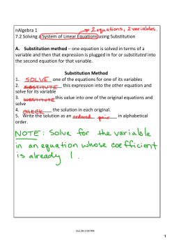 nAlgebra 1 7.2 Solving a System of Linear Equations using