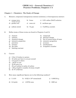 CHEM 1411 &ndash; General Chemistry I Practice Problems, Chapters 1&ndash;3