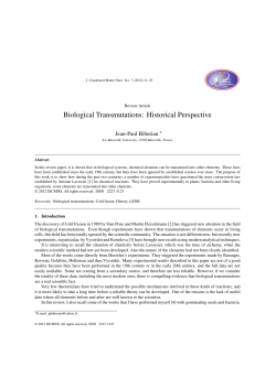 Biological Transmutations: Historical Perspective