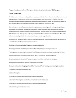 for more details for Program of establishment of Front Office System