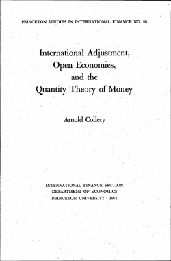 International Adjustment, Open Economies, and the Quantity Theory