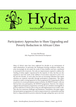 Participatory Approaches to Slum Upgrading and Poverty Reduction