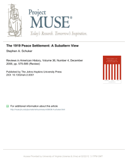 The 1919 Peace Settlement: A Subaltern View