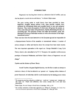 Toynbee and the Balance of Power Theory