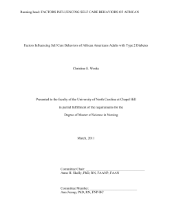 Factors Influencing Self Care Behaviors of African