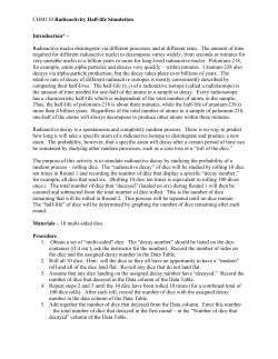 CHM130 Radioactivity Half-life Simulation Introduction