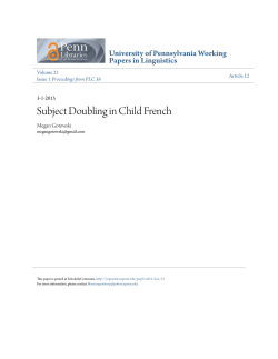Subject Doubling in Child French - ScholarlyCommons