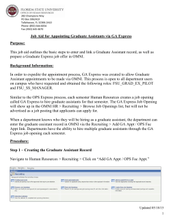 Job Aid for Appointing Graduate Assistants via GA Express Purpose