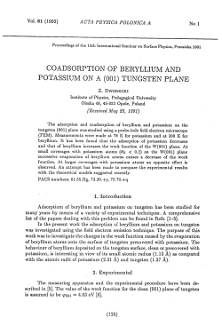 COADSORPTION OF BERYLLIUM AND POTASSIUM ON A (001