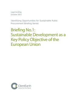 ClientEarth Briefing No.1: Sustainable Development as a Key Policy