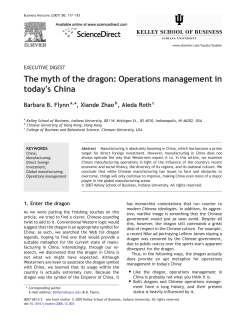 The myth of the dragon: Operations management in