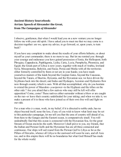Arrian: Speech of Alexander the Great, from Campaigns of Alexander