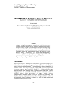 Determination of moisture content of bagasse of jaggery