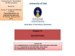 Chapter 13 GAS MIXTURES University of Hail