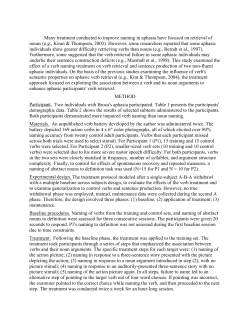 Semantically Enhanced Verb Retrieval Treatment: Two Case Studies