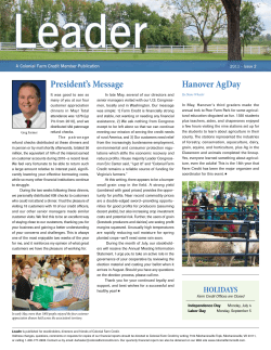 President`s Message Hanover AgDay
