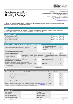 Supplementary form 1 Plumbing Drianage and