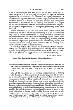 Review of The Federal Loyalty-Security Program by Special