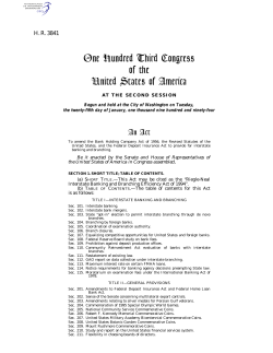 Riegle-Neal Interstate Banking and Branching Efficiency Act of 1994