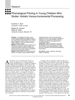 Phonological Priming in Young Children Who Stutter: Holistic