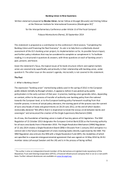 1 Banking Union in Nine Questions Written statement prepared by
