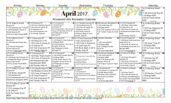 this month`s activities calendar