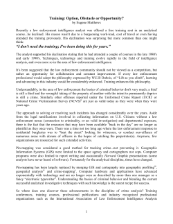 Training: Options, Obstacles or Opportunities