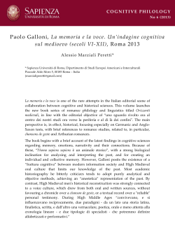Paolo Galloni, La memoria e la voce. Un`indagine - OJS