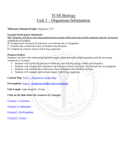 TCSS Biology Unit 3 – Organisms Information