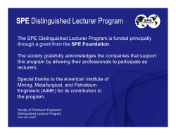 SPE Distinguished Lecturer Program