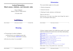 Lexical Semantics: Word senses, relations, and thematic roles