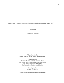 &ldquo;Mathew Carey‟s Learning Experience: Commerce, Manufacturing