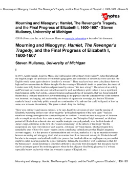 Mourning and Misogyny: Hamlet, The Revenger`s Tragedy