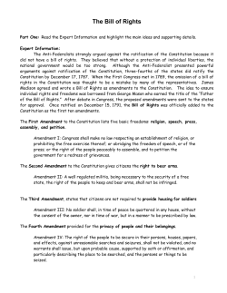 The Bill of Rights - Ms. Sanders` US History Class