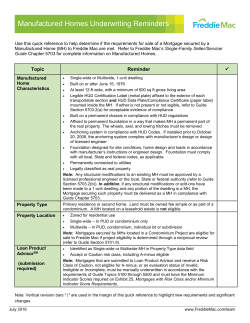 Manufactured Homes Underwriting Reminders