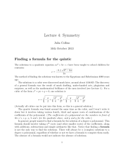 Lecture 4: Symmetry - School of Mathematics