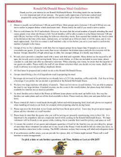 Ronald McDonald House Meal Guidelines
