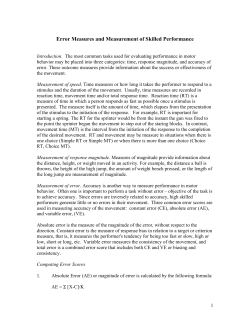 Error Measures and Measurement of Skilled Performance