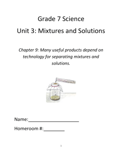 Grade 7 Science Unit 3: Mixtures and Solutions