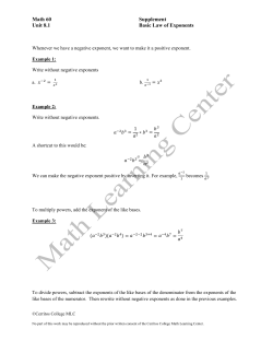 Section 8.1 Basic Law of Exponents - CMS
