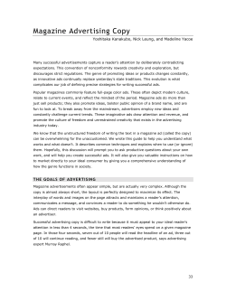 Magazine Advertising Copy