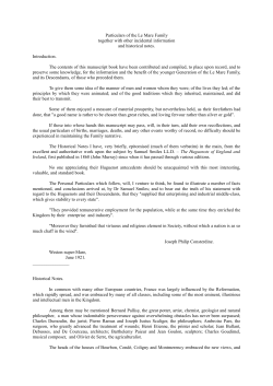 Particulars of the Le Mare Family together with other incidental