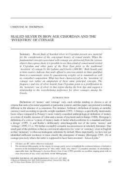 SEALED SILVER IN IRON AGE CISJORDAN AND THE `INVENTION