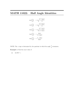 MATH 11022: Half Angle Identities