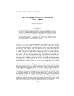 Are Investors Reluctant to Realize Their Losses?