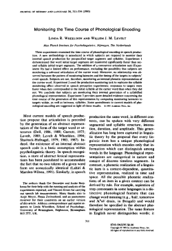 Monitoring the Time Course of Phonological Encoding