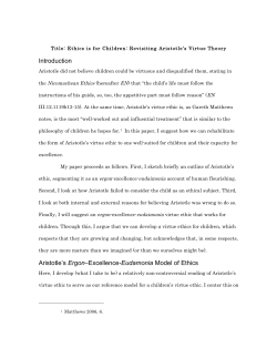 Aristotle - Virtue Ethics is for Children 20141001