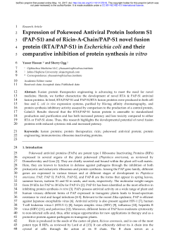 Expression Of Pokeweed Antiviral Protein Isoform S1 (PAP