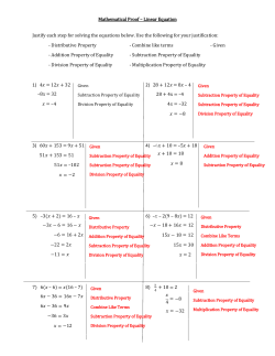 Mathematical Proof &ndash; Linear Equation Justify each step for solving