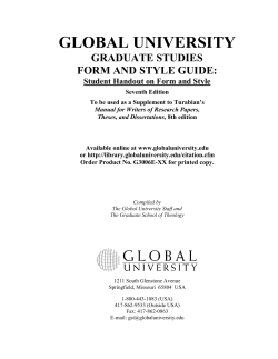 Graduate Studies Form and Style Guide